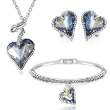 Колие, обеци и гривна HEART IN LOVE, Бижута GLORY SWAROVSKI® Crystals, Код ZD S019-3
