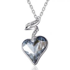 Луксозно Колие HEART IN LOVE с кристали Swarovski в нежно син цвят, GLORY Код ZD N017 
