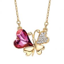 Интересно Колие FREE HEART, Crystals from Swarovski, жълто злато и цвят Аметист, GLORY, Код ZD N023-A