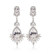 Луксозни Обeци КОПЕНХАГЕН, 18К бяло злато и Swarovski Elements, колекция Zerga Brand LUX, Код ZG E105